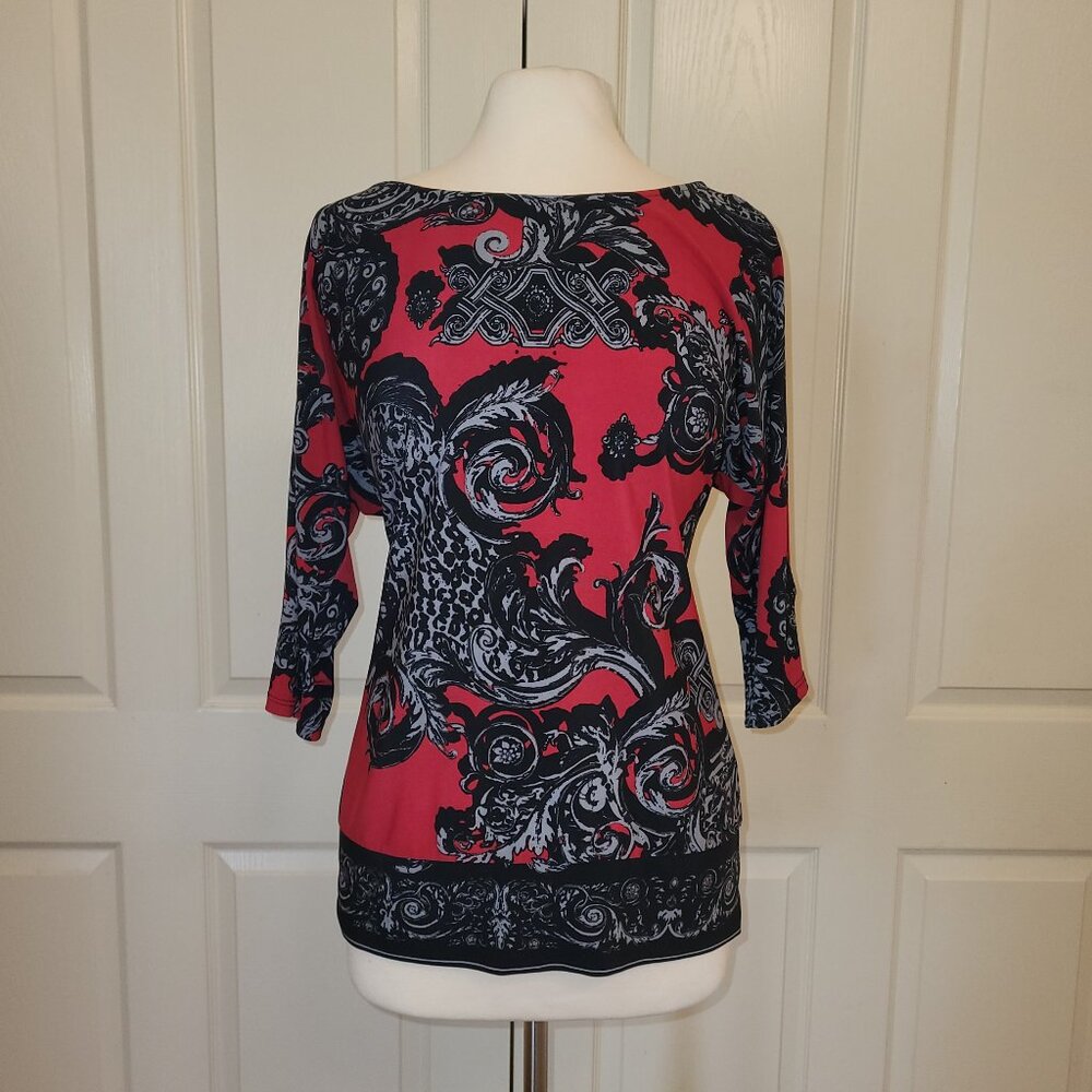 Cache Rad And Black Versailles Pattern Tunic Top … - image 2